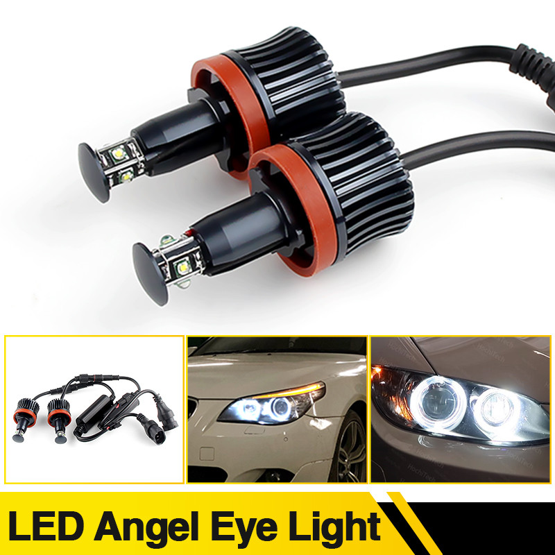 LED CANBUS ฟรี Angel Eyes ไฟหน้าโคมไฟสีขาวสําหรับ BMW E90 E92 E82 E60 E70 X5 E71 X6 หมอกไฟไฟหน้าสําห