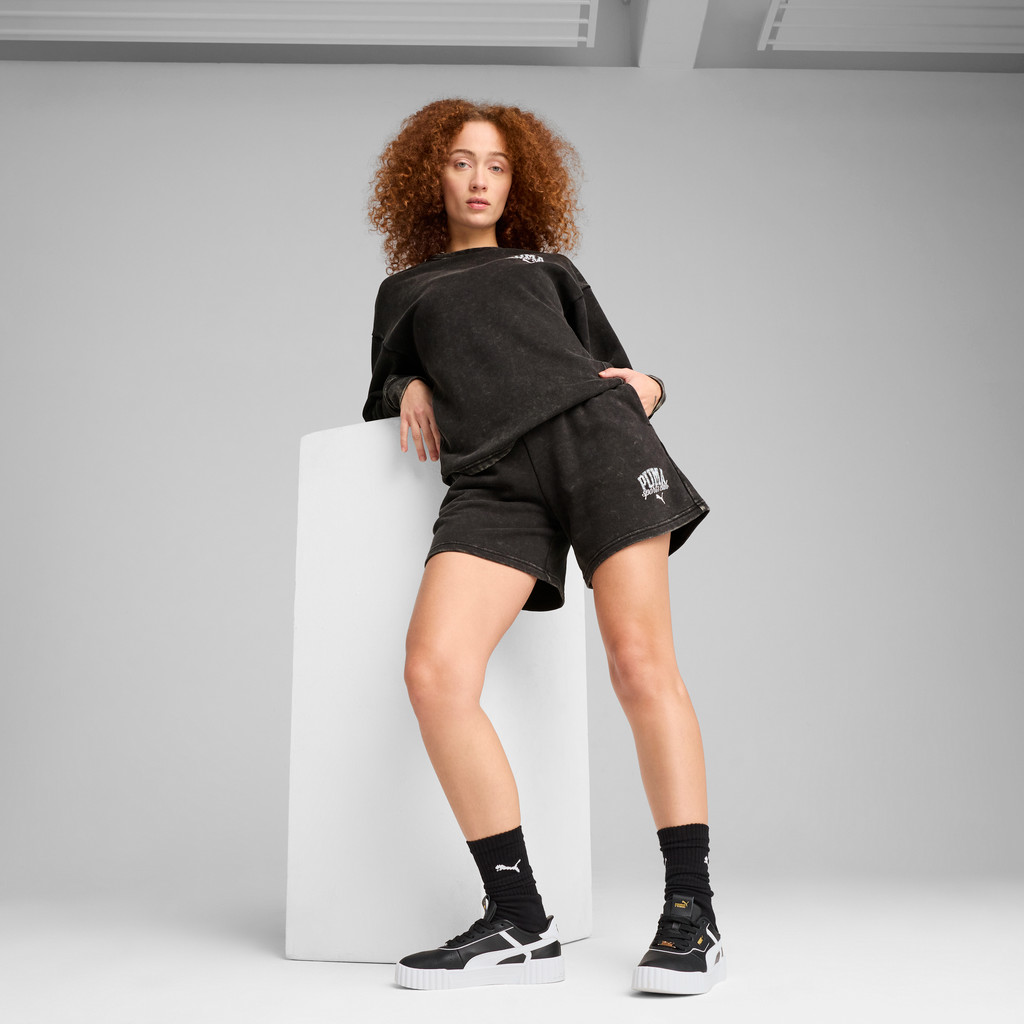 PUMA Basics กางเกงขาสั้นผ้าฟอก 5 นิ้ว PUMA CLASS สำหรับผู้หญิง สีดำ - 68503501 — صورة 2