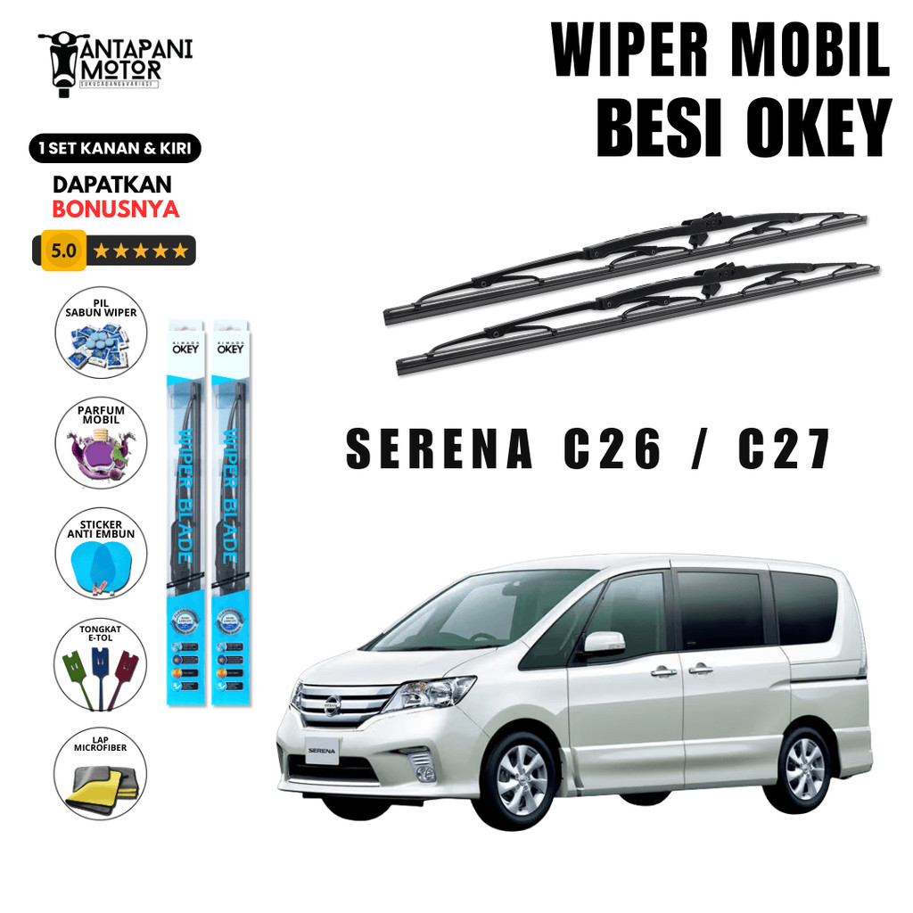 Nissan Serena C26 / C27 ที่ปัดน้ําฝนกระจกรถยนต์แบบธรรมดาฟรี 5 โบนัส
