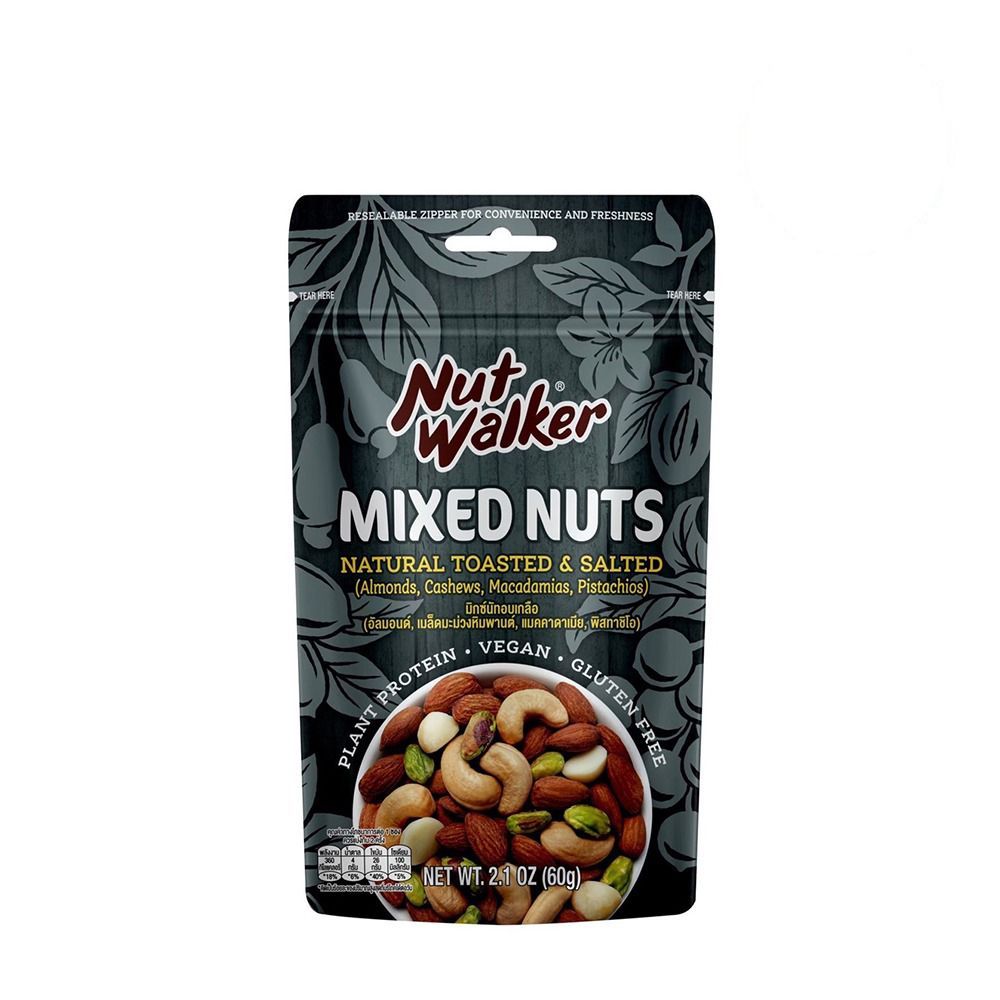 🐙 นัทวอล์คเกอร์ มิกซ์นัตเนเชอรัล 60ก. 🐟 NUT WALKER MIXED NUTS NATURAL SALTED 60G 🐞   🐒