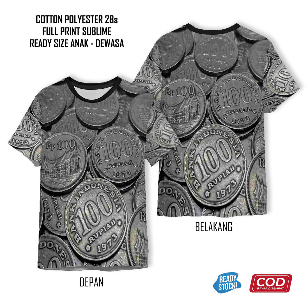 เสื้อยืดเหรียญด้านเดียวพิมพ์เต็มเย็น | เสื้อผ้า 3D Unisex สําหรับเด็กและผู้ใหญ่ - Sarana3D