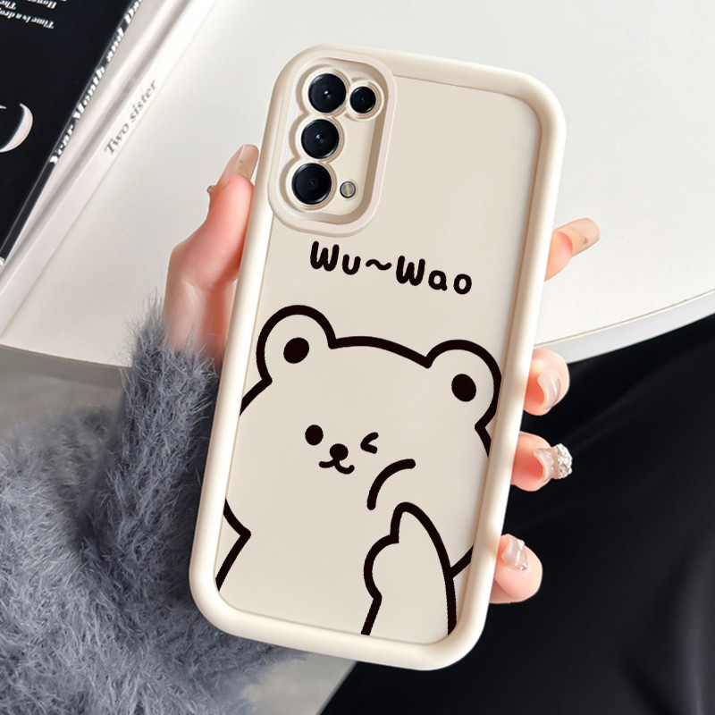 เคสสำหรับ OPPO Reno 5 4G Reno 5 5G Reno 5K 5G เคสโทรศัพท์หมีแมวสามสีซิลิโคนกันกระแทก