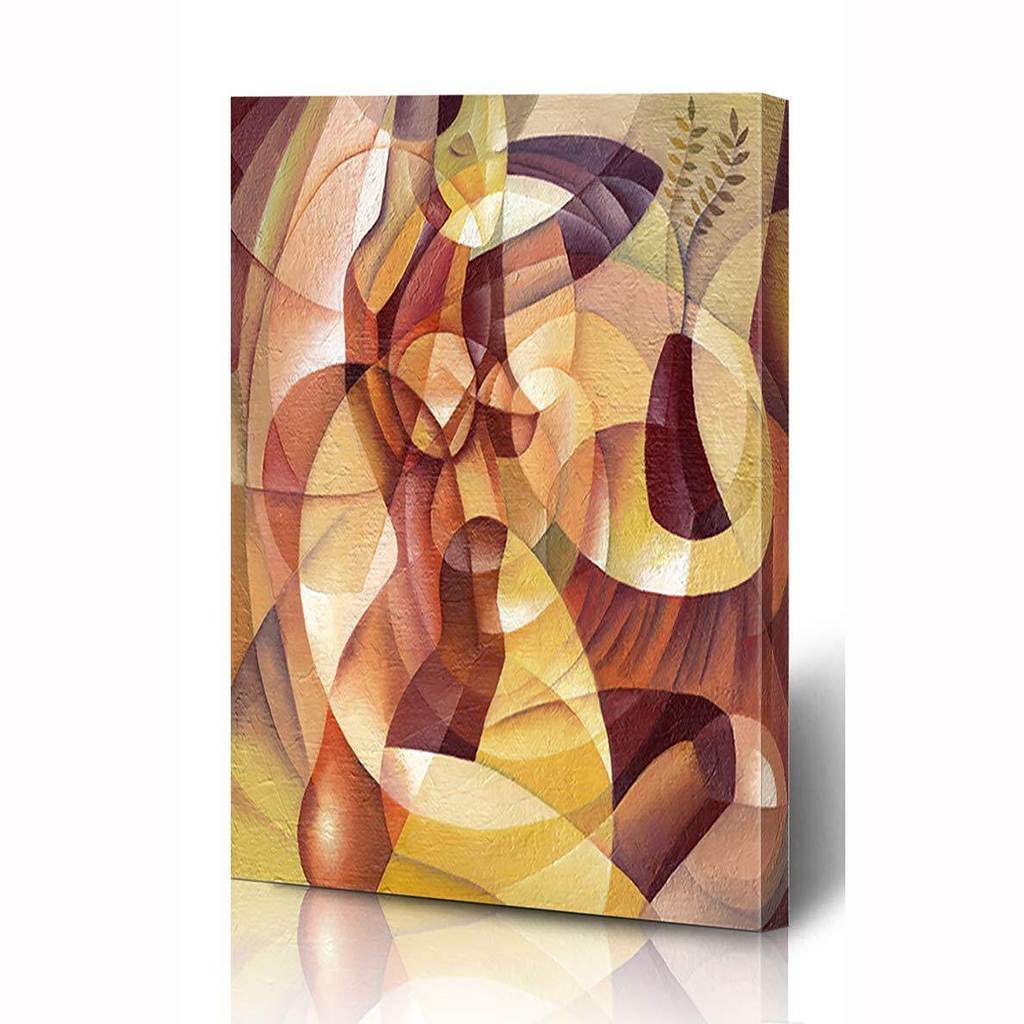 ผ้าใบพิมพ์ Wall Artes สีส้มสด Picasso Cubist โดย Eugene Ivanov ภาพวาดสีฟ้าบทคัดย่อ Cubism ผ้าใบกรอบไ