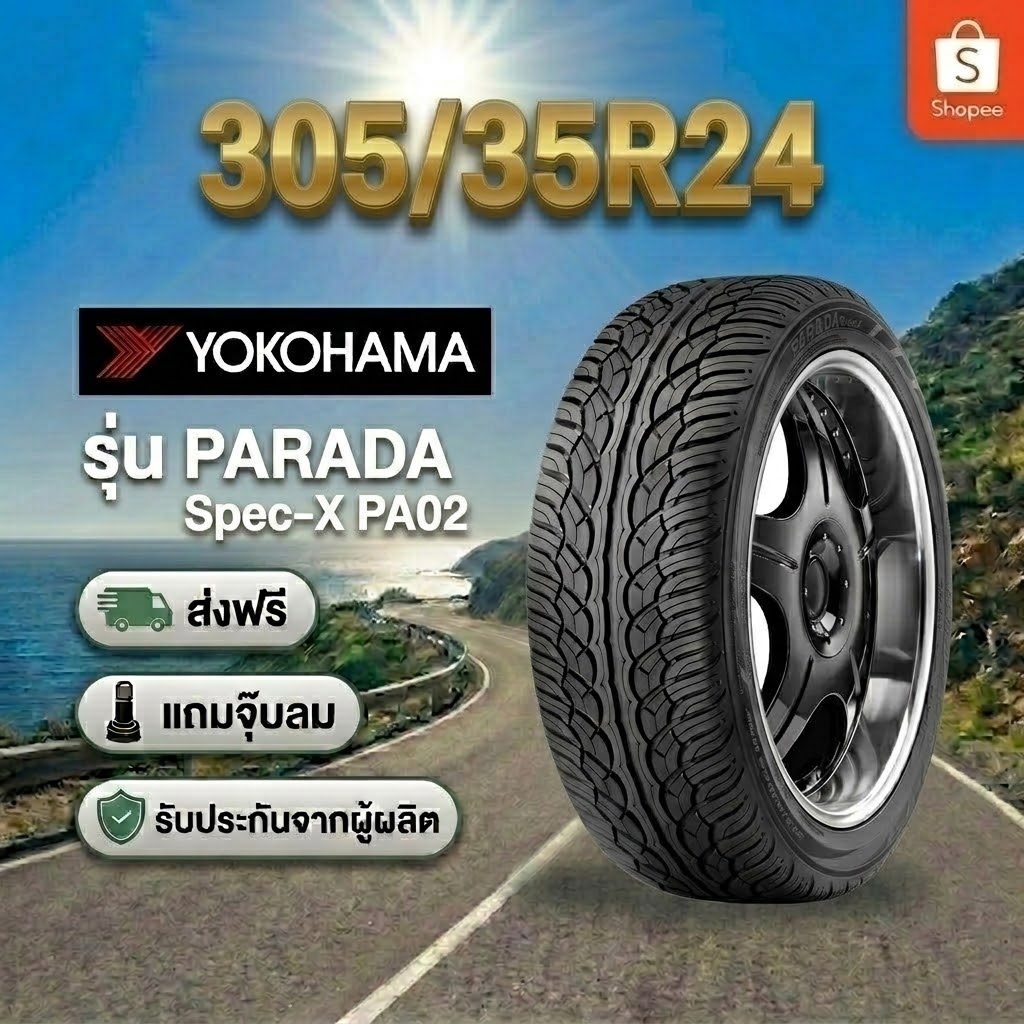 285/35R22 YOKOHAMA PARADA Spec-X PA02 ยางใหม่ 1 เส้น ปี 2026