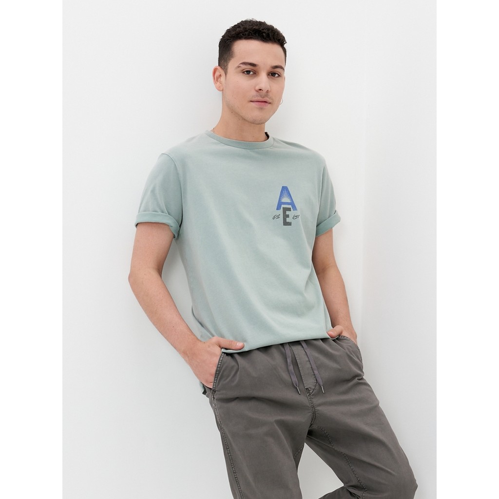 American Eagle [size S] เสื้อยืดผู้ชาย SS FOOTBALL WITH CURVED HEM สี GREEN - 017-2692-300 [size S]