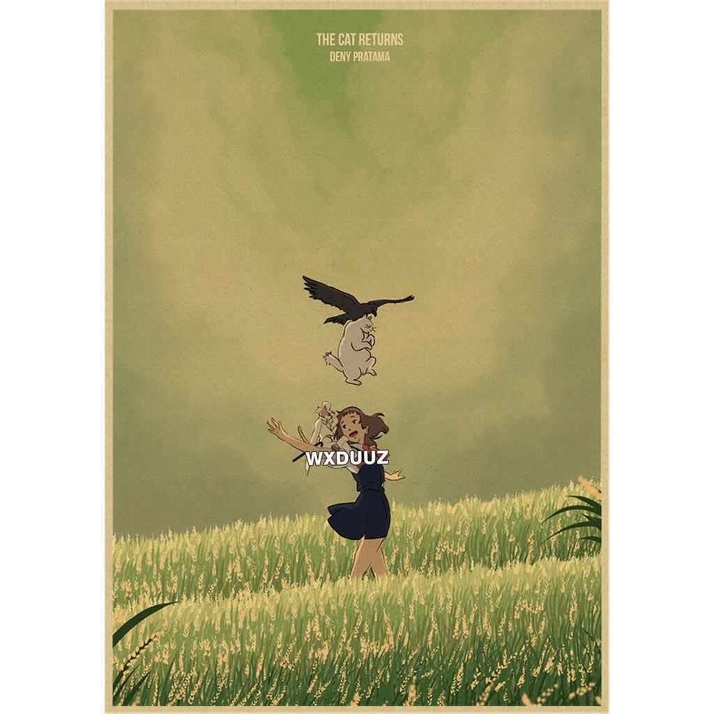 Hayao Miyazaki Japan Retro Anime โปสเตอร์ Spirited Away Room Home Bar Cafe Decor Art Wall ผ้าใบ 69f
