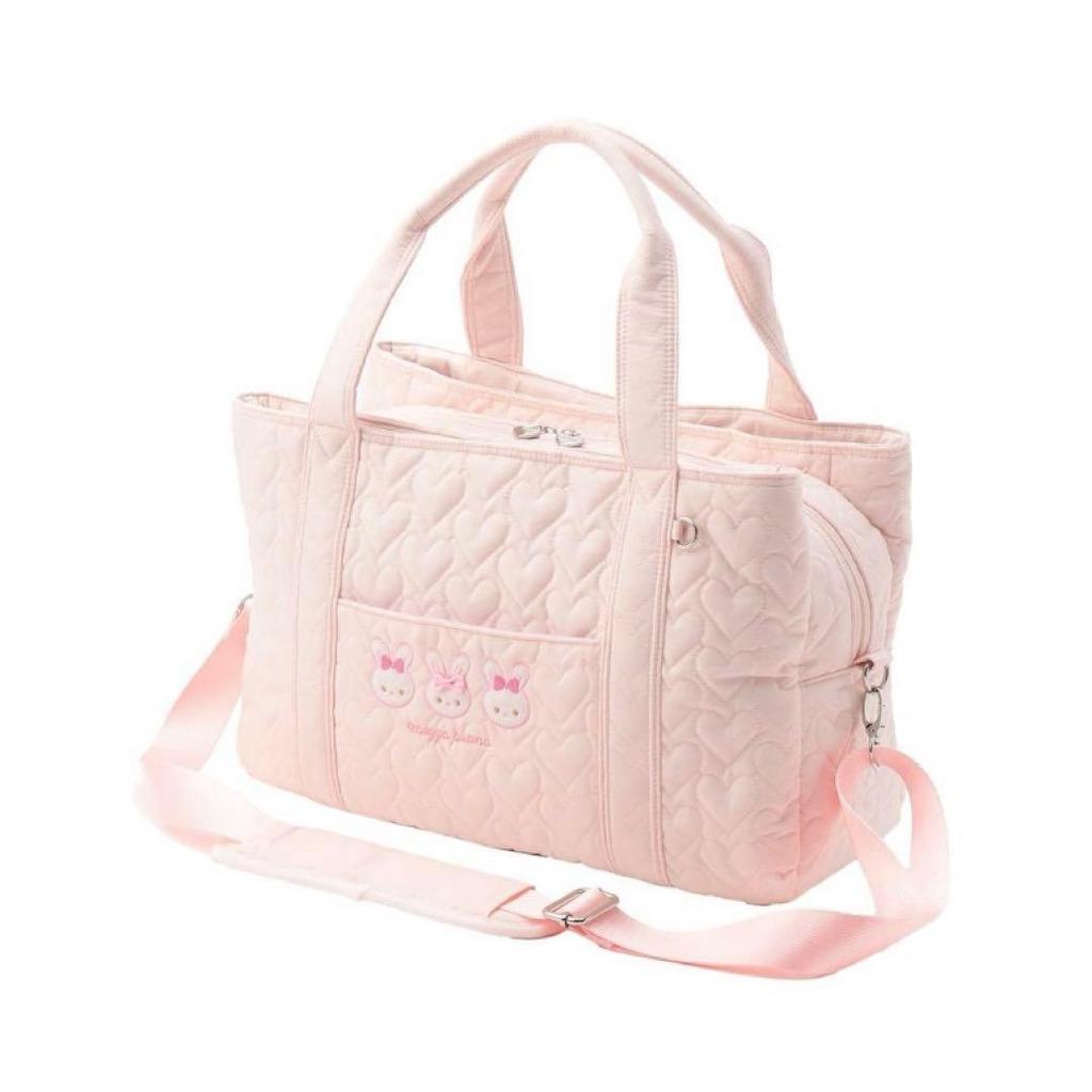 【Direct from Japan】[Mezzo Piano Mama] กระเป๋าคุณแม่ลายกระต่ายปักลาย พร้อมสายสะพายไหล่【Japan Exclusiv