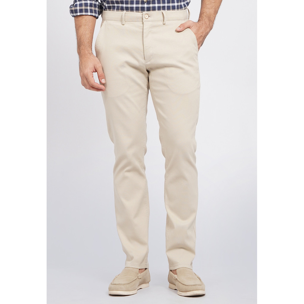 WOOD Tapered Slim Fit Textured Pants 2-OPIXC126C043 BEIGE