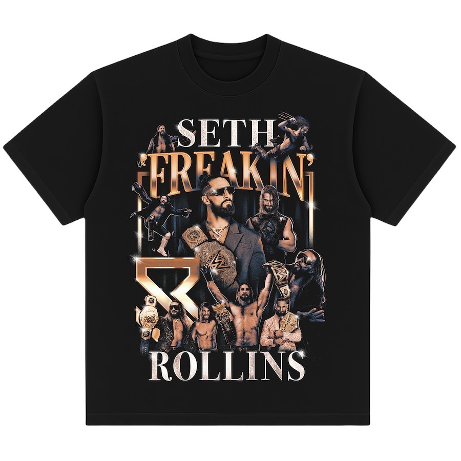 Seth Rollins Montage Boxy เสื้อยืด Unisex ทุกขนาด