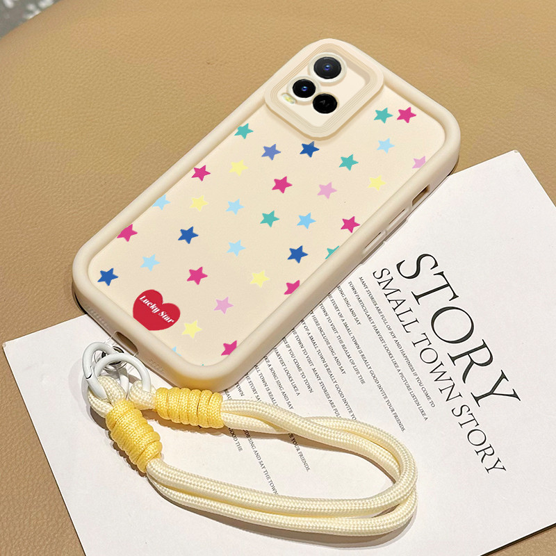 เคสสำหรับ VIVO Y21 Y21s Y21T Y21E Y21A Y21G Y22s Y22 Y33T Y33s เคสโทรศัพท์ถุงแอปเปิ้ลหนึ่งถุงดาวซิลิโคนสายคล้องกันกระแทก ราคา ถูกที่สุด ดีลบีเคเค แกลเลอรีภาพที่ 2