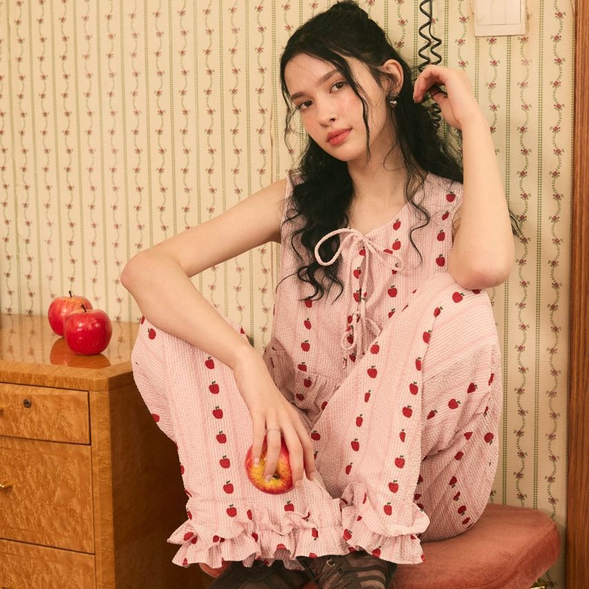 lookbookpetite rosie top (adult) pink pommette เสื้อผู้หญิงแขนกุดผูกโบว์ รุ่น rosie สี pink pommette
