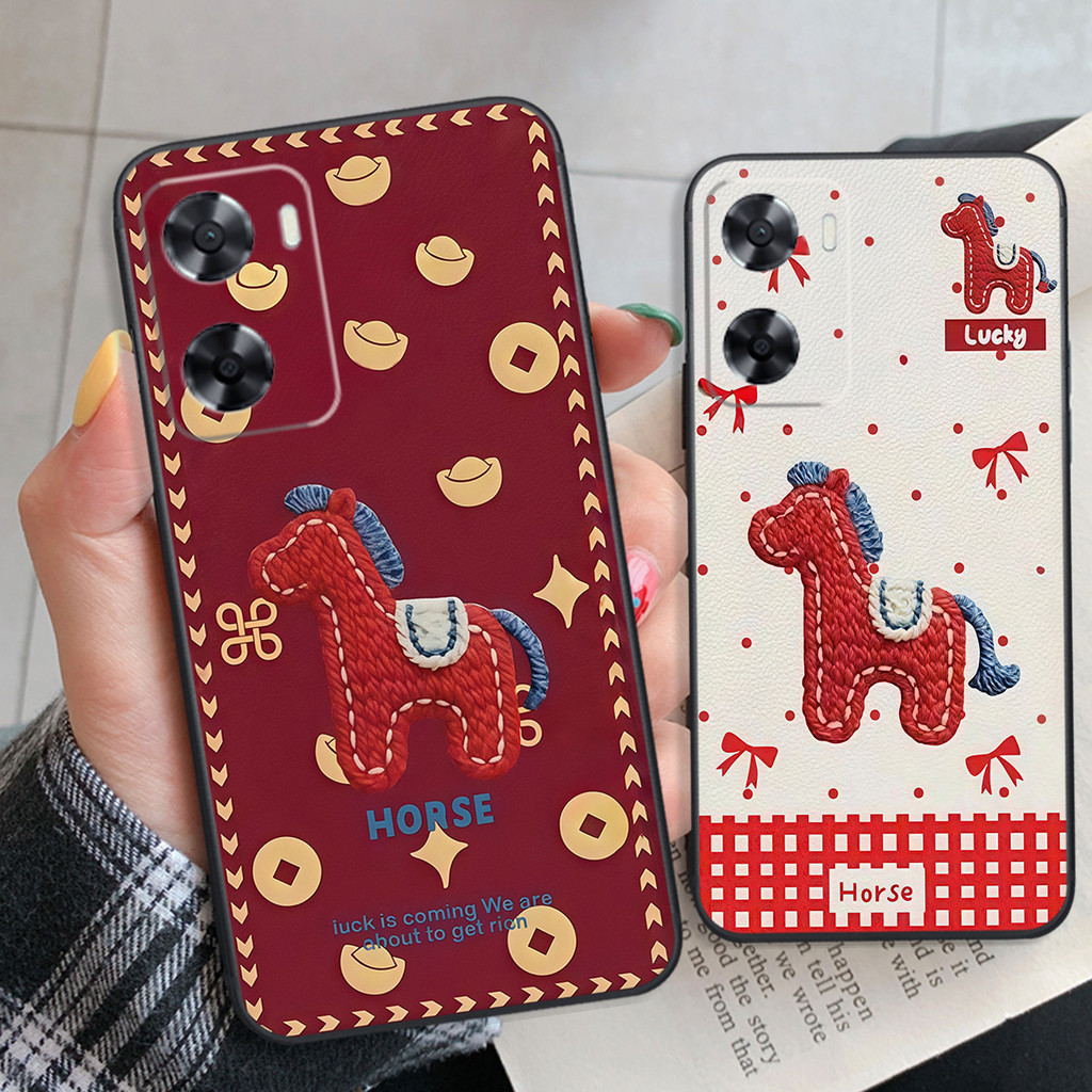 Oppo A57 2022 - เคส Oppo A57 4G - เคส Oppo A77s พร้อมรุ่น Lucky New Year Horse น่ารัก