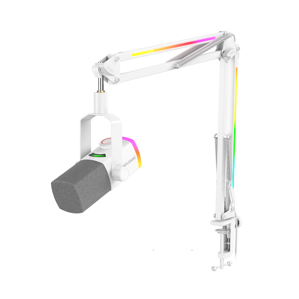 ไมโครโฟนไดนามิก FIFINE AM8PROT DYNAMIC MIC WITH BOOM ARM สีขาว_0