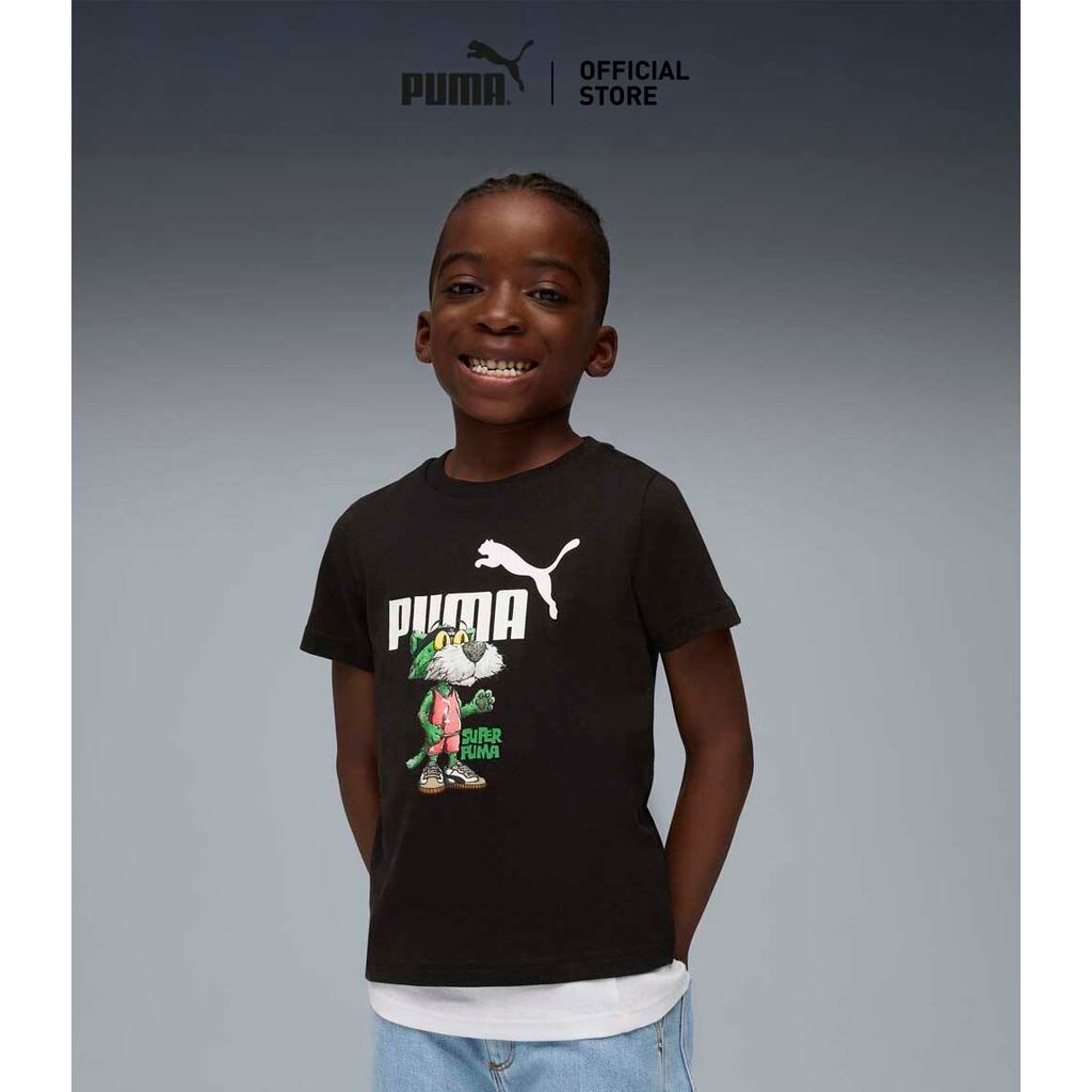 PUMA Kids Super PUMA Graphic Tee Kids สีดำ - 69079801
