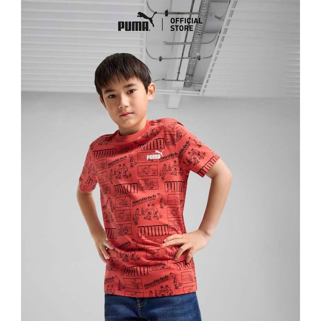 PUMA Kids เสื้อยืดวัยรุ่นกลางยุค 90 สีแดง - 68514615