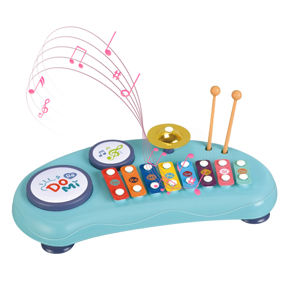 Cawdbr 2 In 1 Xylophone กลองชุดเครื่องดนตรีของขวัญวันเกิดมัลติฟังก์ชั่ Clpping สีสัน 8 โทนกลอง Cymba