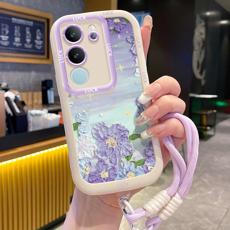 VIVO V29 5G V29E 5G V29 Pro 5G Case ดอกไม้สร้างสรรค์พร้อมเชือกเส้นเล็ก