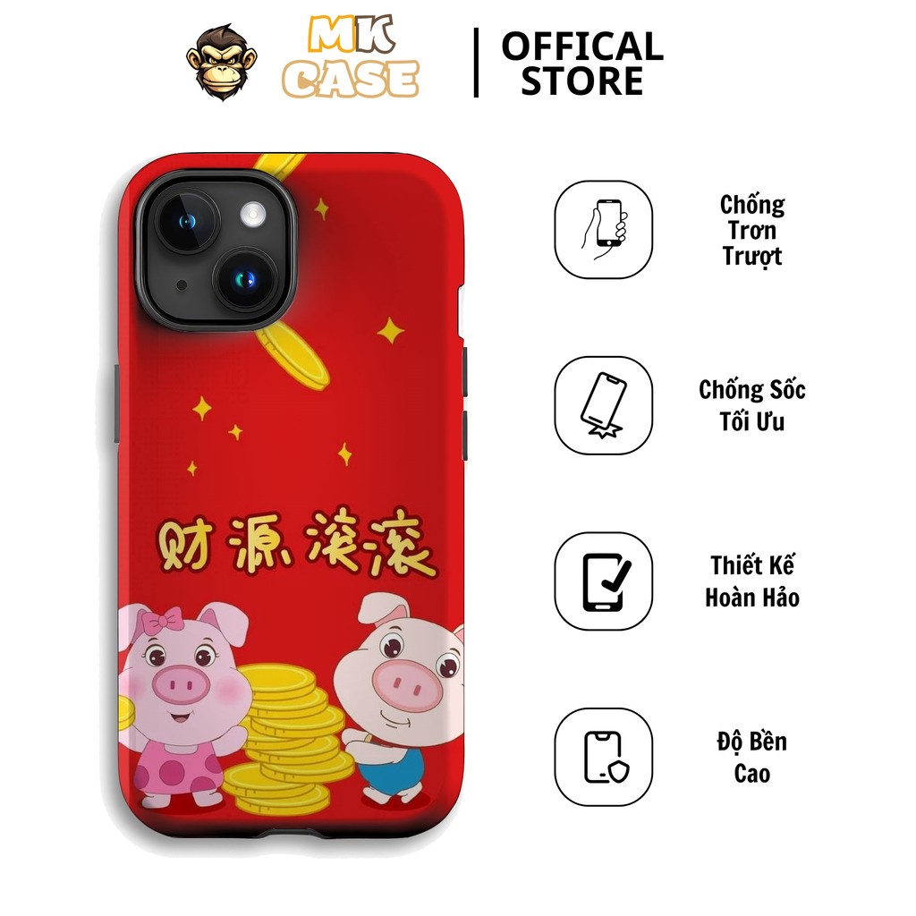 Iphone CASE Couple Piglet Gold Coins Beautiful Red Fortune MK CASE Iphone 14/15/16