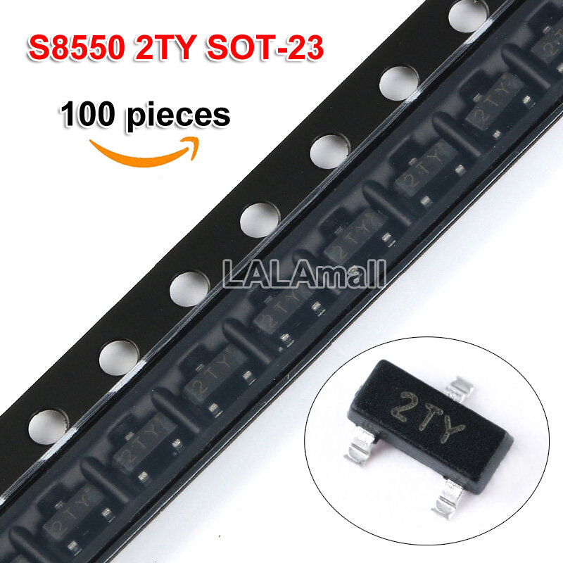 100pcs S8550 2TY SOT-23 S8550D SOT23 SOT23-3 PNP -25V/0.5A SMD ทรานซิสเตอร์เครื่องหมายรหัส 2TY ใหม่เ