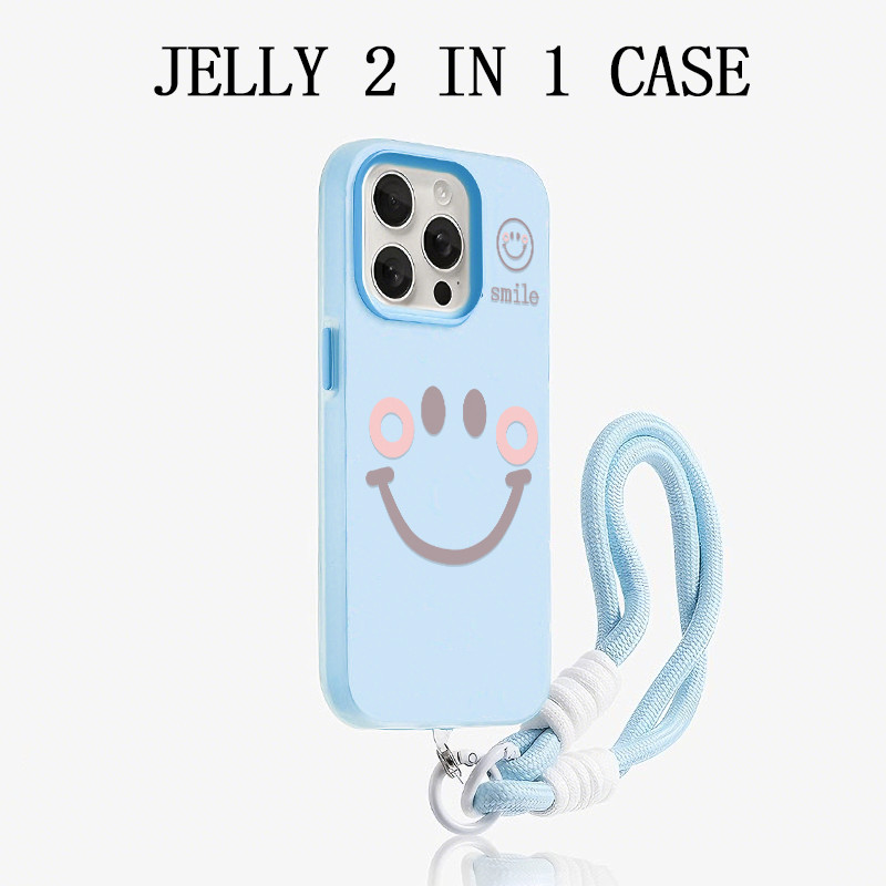 GANTUNGAN Blue Jelly Smile Hanger Strap 2 In 1 Casing Vivo Y05 Y400 V70 Fe V60 Lite Y21D Y29 5G Y19S
