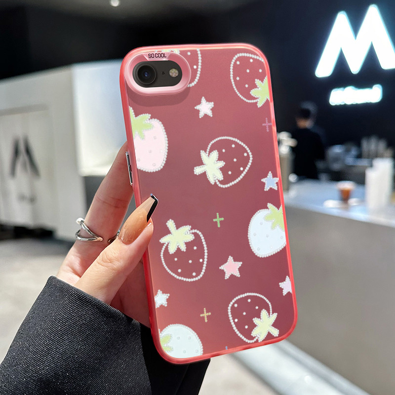 เคสสำหรับ iPhone 6 Plus 6s Plus 7 Plus 8 Plus SE 2020 X Xr Xs Max เคสโทรศัพท์สตรอเบอร์รี่กระต่ายป้องกันการตกกันกระแทก