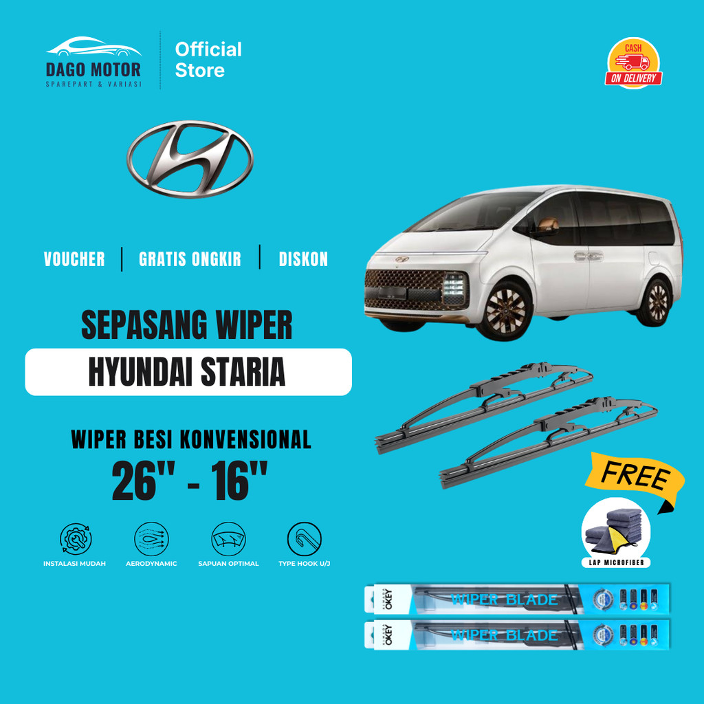 Hyundai Staria Conventional ที่ปัดน้ําฝนกระจกรถยนต์ฟรีผ้าไมโครไฟเบอร์
