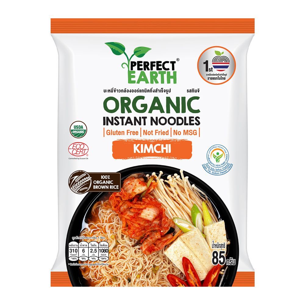 🐙 เพอร์เฟคเอิร์ธ บะหมี่ข้าวกล้องกิมจิ 85ก 🐟 PERFECT EARTH ORGANIC NOODLES KIMCHI 85G 🐞   🐒