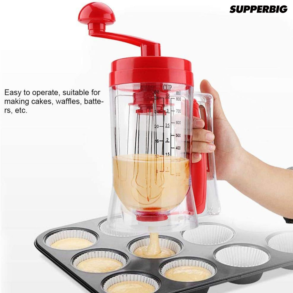 Supperbig เครื่องจ่ายแป้งด้วยมือ Pancake Mix จําหน่ายพร้อมเครื่องมือเทแป้งที่มีความแม่นยําในตัวสําหร