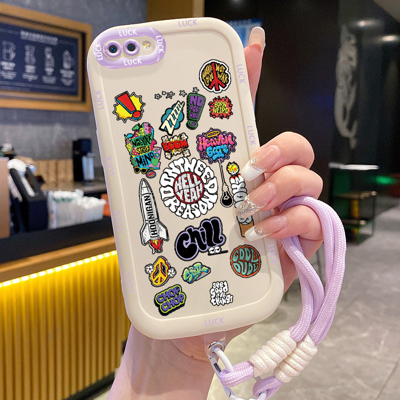 Realme C2 C2s OPPO A1K Case Cool Soft Cover พร้อมเชือกเส้นเล็ก