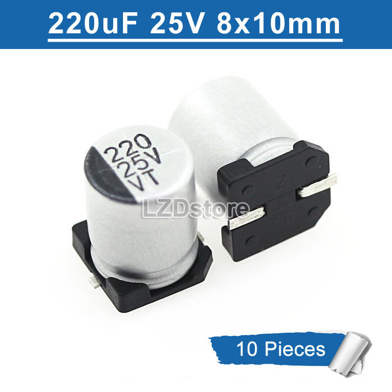 10pcs Electrolytic Capacitor 220UF 25V 35V 220uF25V 220uF35V SMD อลูมิเนียม Electrolytic Capacitor 2