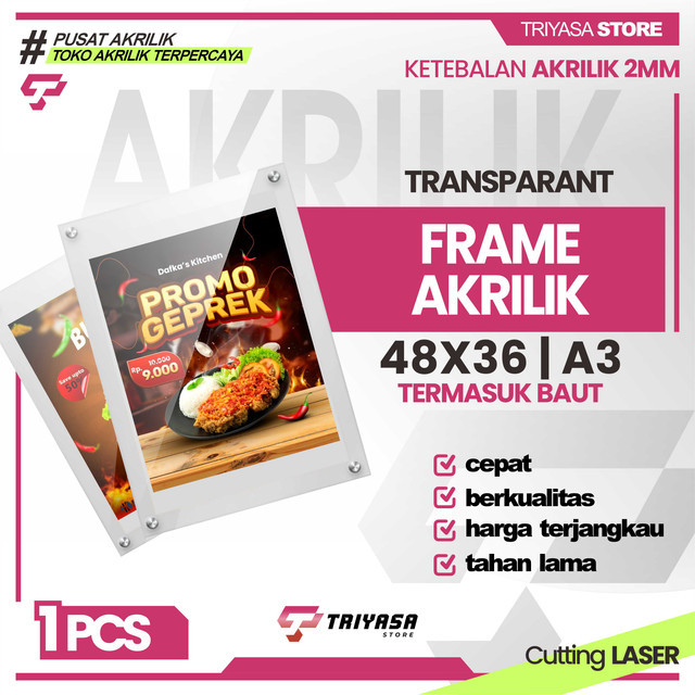 A3 ACRYLIC โปสเตอร์ FRAME / โปสเตอร์ติดผนัง FRAME / ACRYLIC MENU DISPLAY รวมสลักเกลียว