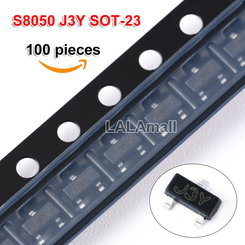 100pcs S8050 J3Y SOT-23 SOT23-3 SOT NPN 25V/0.5A SMD ทรานซิสเตอร์เครื่องหมายรหัส J3Y ใหม่เดิม