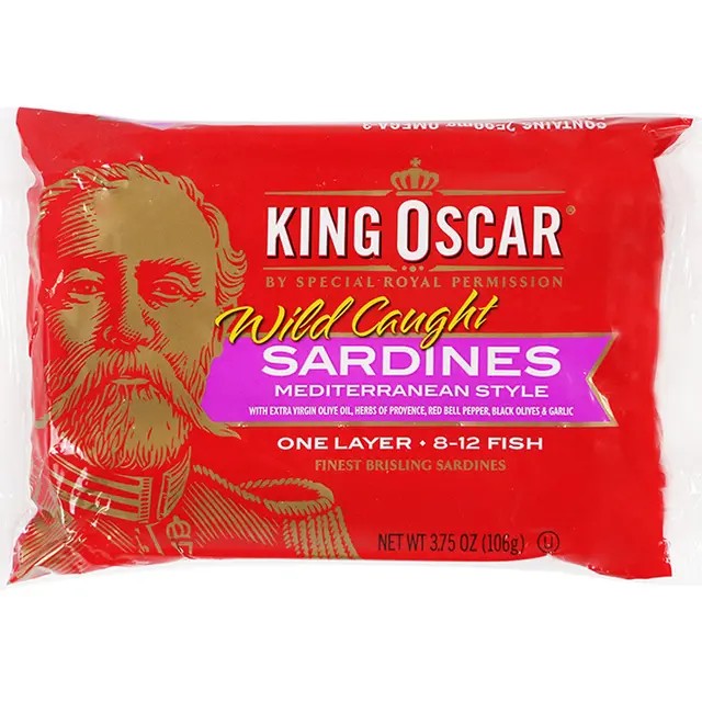 🍓 คิงออสการ์ปลาซาร์ดีนในน้ำมันมะกอกผสมมะกอกดำพริกหวานและเครื่องเทศ 106กรัม 🍒 King Oscar Brisling Sar