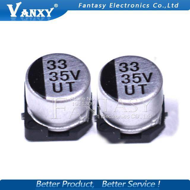 10pcs Electrolytic Capacitor 33uF 35V 35V33UF 33UF35V SMD อลูมิเนียม Electrolytic Capacitor 6.3*5.4 