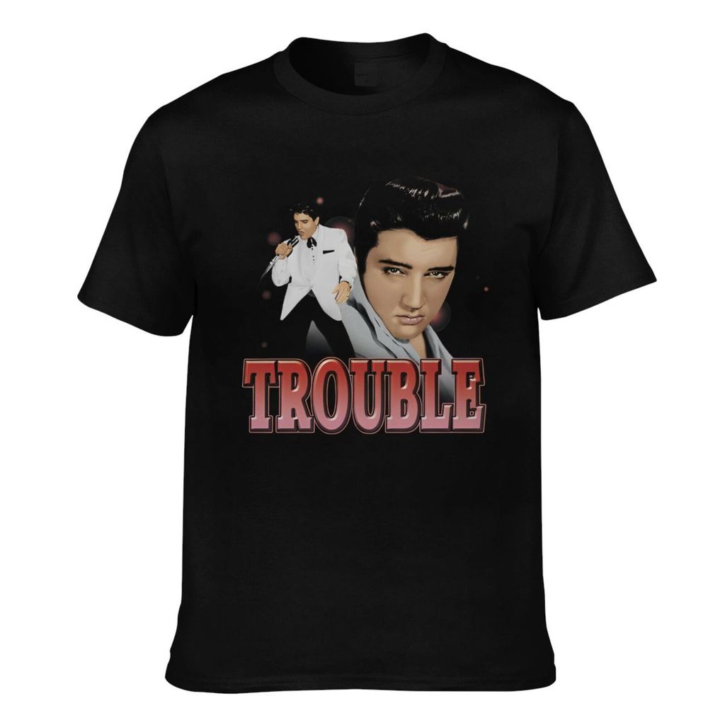 คุณภาพดี Elvis Presley Trouble Youth Mens Cool เสื้อยืด