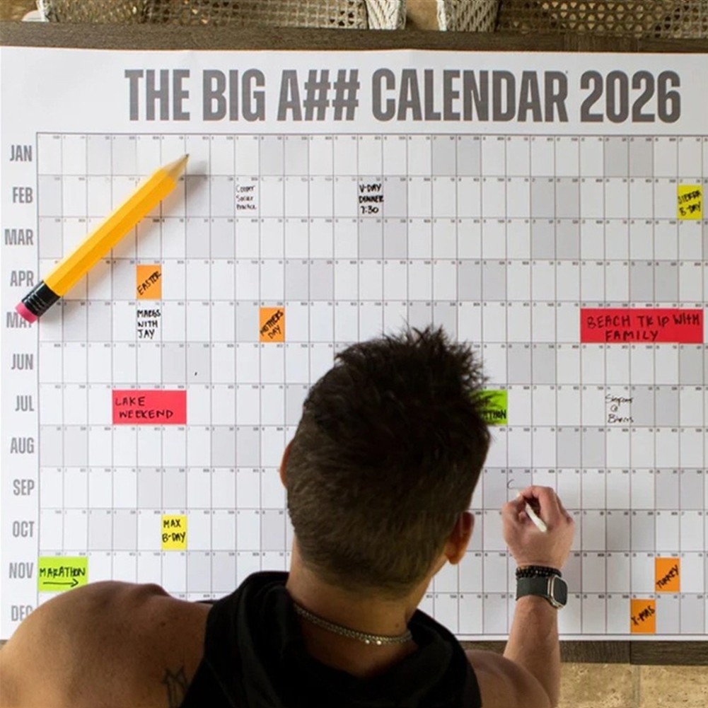 [AMANDA] Big A## 2026 Dry-Erase Wall Calendar: Plan Your Year & Achieve Goals!