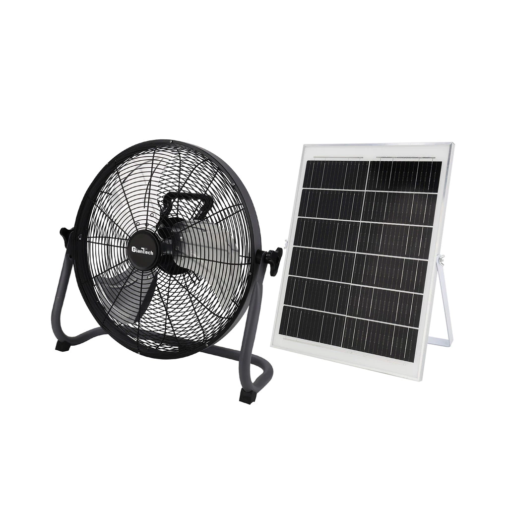 พัดลมเหล็กโซลาร์เซลล์ 15 นิ้ว พร้อมแบตเตอรี่ครบชุด GIANTTECH รุ่น SL-TQ16 สีเทา