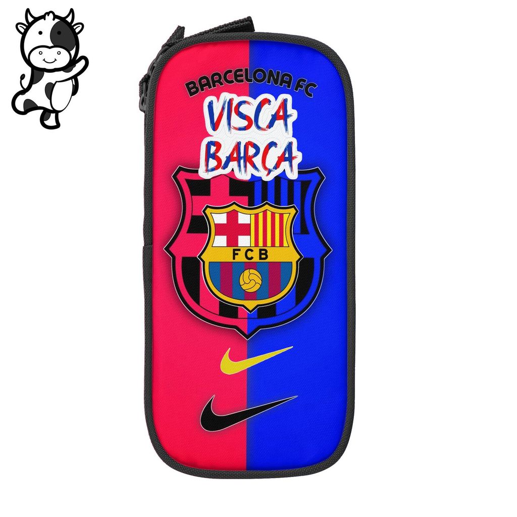 Futbol Club Barcelona น่ารัก Simple ดินสอแบบพกพาซิปปากกากระเป๋าสําหรับนักเรียนเครื่องเขียนโรงเรียน