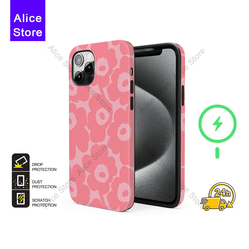 ดอกไม้เคสโทรศัพท์สําหรับ iPhone 17 Pro Max / iPhone 16 Pro Max / 15 Pro Max / 13 เคสป้องกัน M485