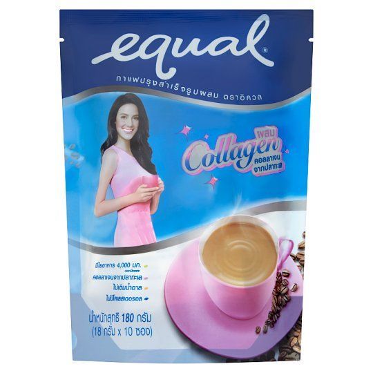 🐙 อิควล กาแฟสำเร็จรูปผสมคอลลาเจน 18ก X10ซ. 🐟 EQUAL 3IN1 COFFEE WITH COLLAGEN 18GX10S. 🐞   🐒
