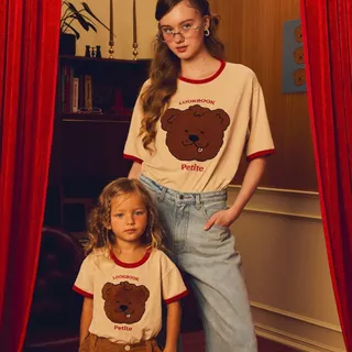 lookbookpetite little benny t-shirt (adult) เสื้อยืดผู้ใหญ่ สกรีนรูปน้องหมี benny สี beige,pink