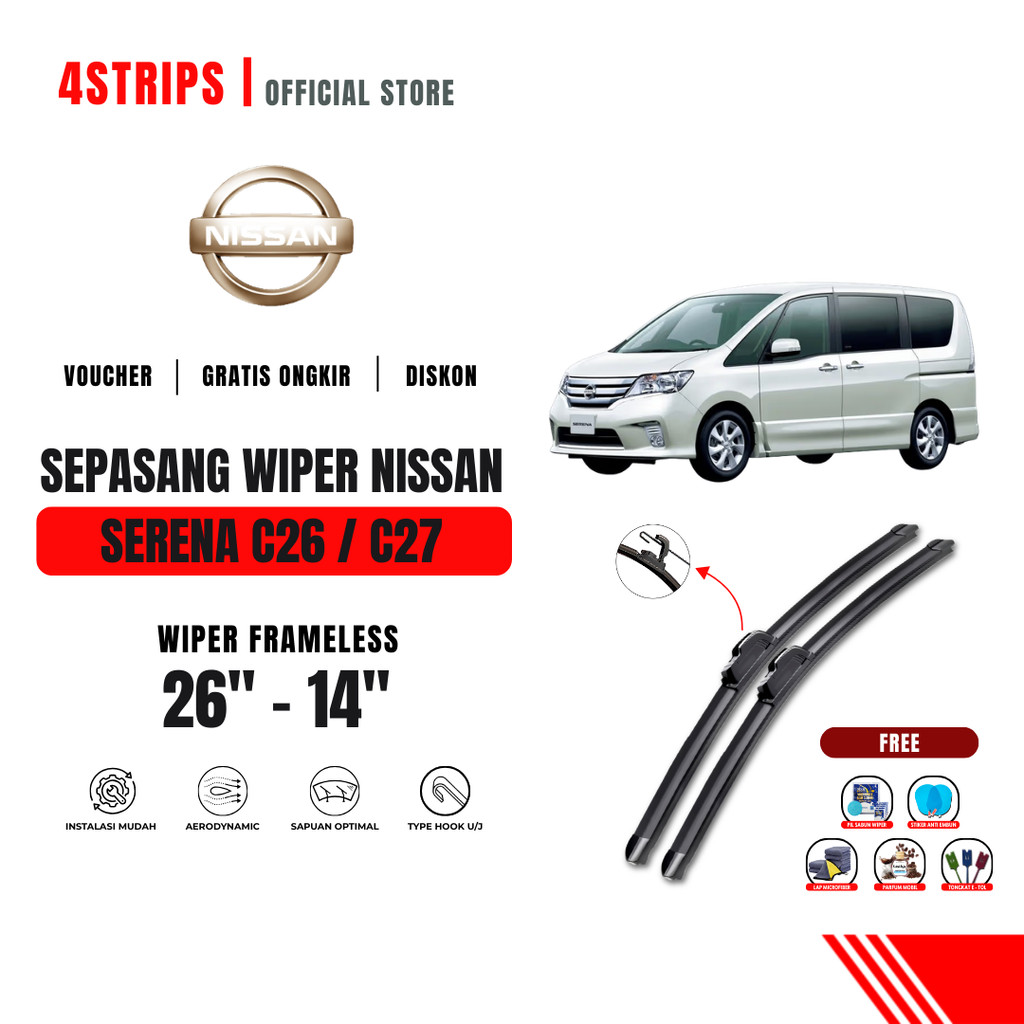 Nissan Serena C26 / C27 ที่ปัดน้ําฝนไร้กรอบสําหรับกระจกรถยนต์ ฟรีโบนัส 5 อัน