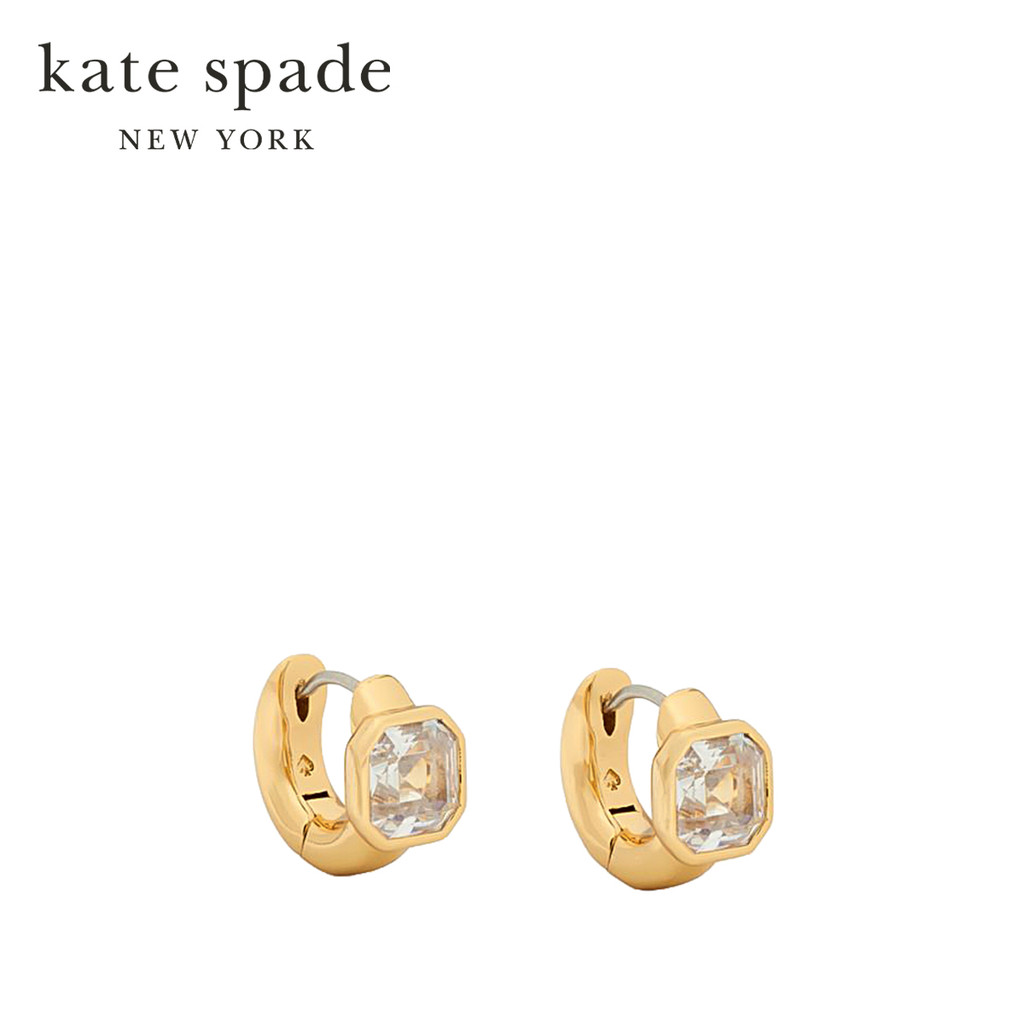 Kate Spade New York ต่างหูห่วงฮักกี้ส์รุ่น Keep Sparkling Asscher Huggies KL388 250 สี Clear/Gold