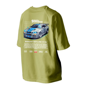 เสื้อยืด Skyline Gtr34 ไมโครไฟเบอร์