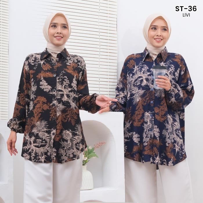 KEMEJA TheBlouse ST-36 Semi Tunic Womens Top LD120 LD110 Allsize Rayon Armor Premium Semitunic Shirt