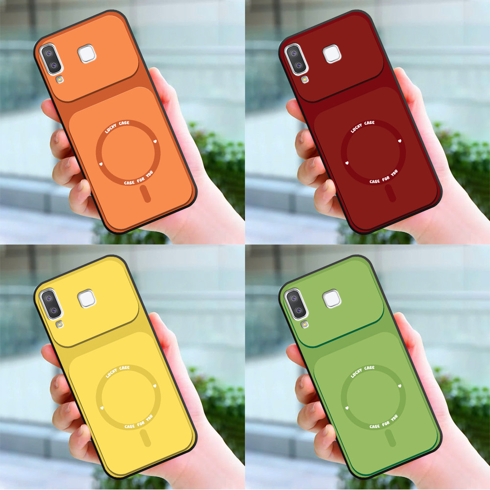 เคสสําหรับ Samsung A8 Star / A9 Star สีพื้น วงกลมนําโชค