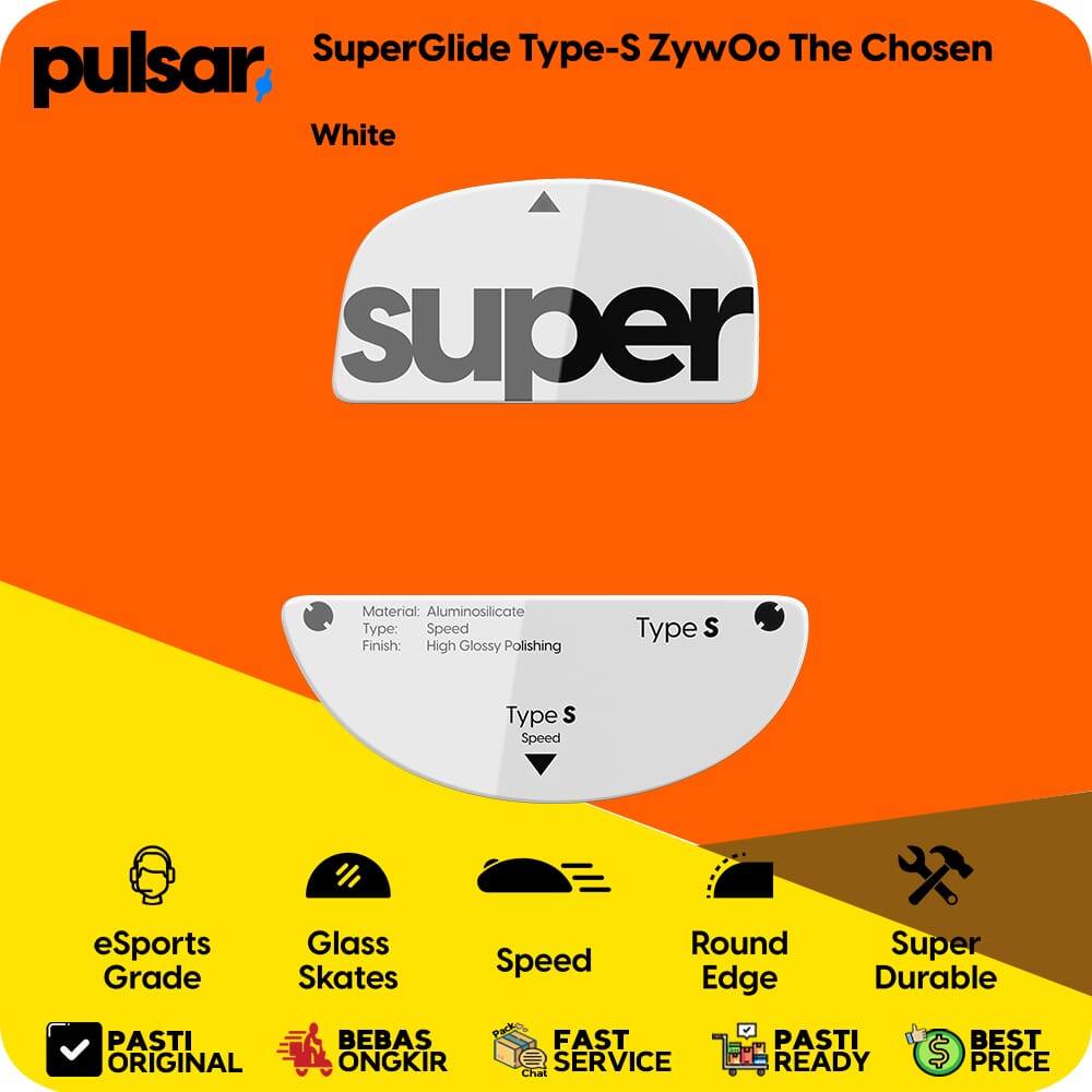 อุปกรณ์เสริมเมาส์สําหรับเล่นเกม SuperGlide Type-S ZywOo Chosen สีขาว Ultra Smooth Low Friction Glass