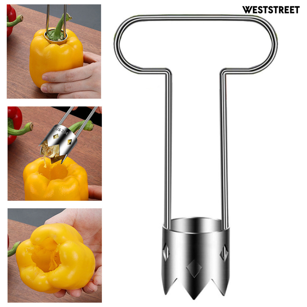 Weststreet Fruit Corer เครื่องกําจัดแกนสแตนเลสสําหรับ Apples Pears Peaches การออกแบบขนาดคู่ทําความสะ