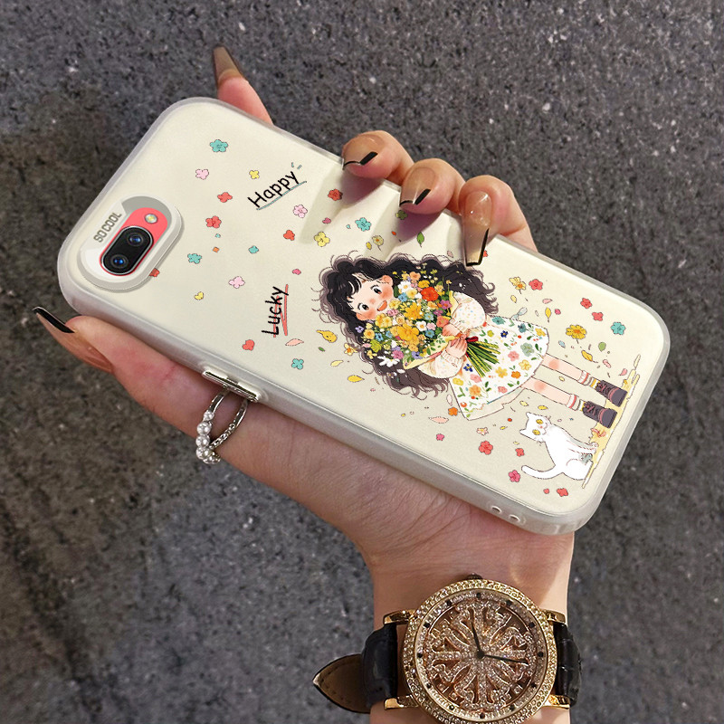 เคสสำหรับ OPPO A5 A3s A12e A7 A5s A12 A12s A11k Realme C1 เคสโทรศัพท์สาวโชคดีครบวงจรเปลือกแข็งกันกระแทก