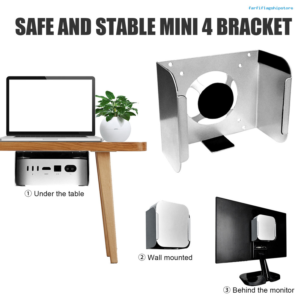 (Farfiflag) Mini 4 Bracket Wall Mount ภายใต้โต๊ะ Mini 4 ผู้ถือ Anti-Slip Padding ด้านหลังผู้ถือจอภาพ